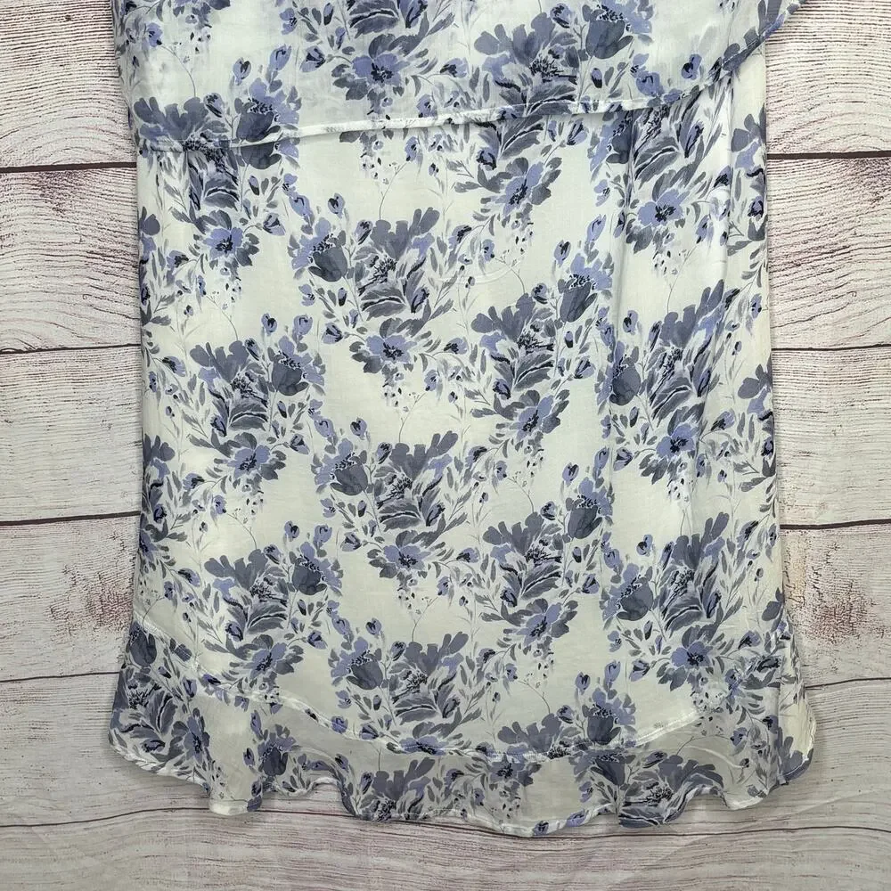 Cloth & Stone Anthropologie Blue Floral Girly Feminine Vivian Tunic Dress XS New